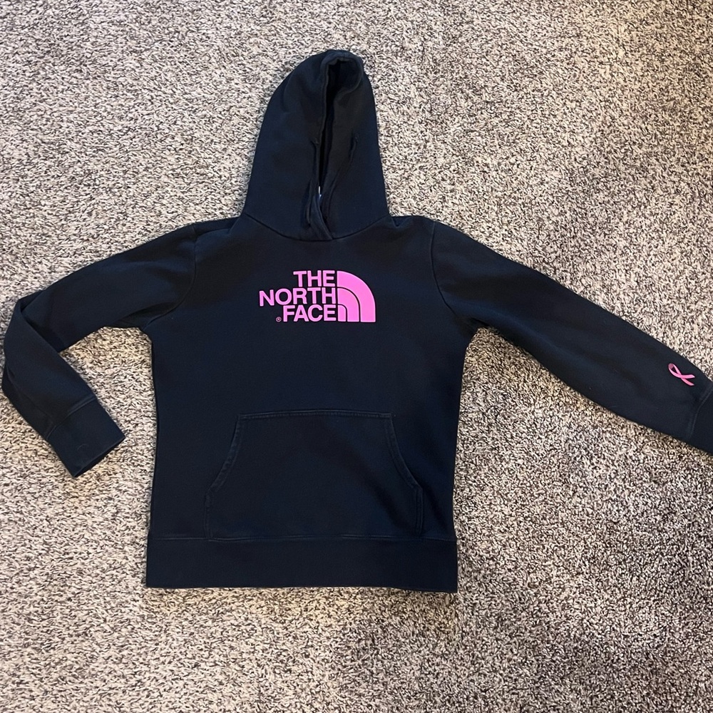 The North Face Breast Cancer Ribbon Hoodie in Black with Pink Logo